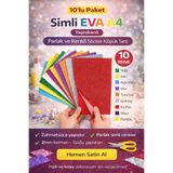 ANI OFİS KIRTASİYE A K 10’lu Paket Simli Yapışkanlı EVA A4 Köpük Kağıt Seti – 2mm Kalınlık, Renkli ve Parlak