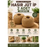 ANI OFİS KIRTASİYE A K Hasır Jüt İp 100 Metre – 2 Adet Doğal Kırnap Paketleme ve Dekor İpi