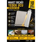 ANI OFİS KIRTASİYE A K Maket Bıçağı Yedek Ucu Büyük Boy İçin 10'lu Paket Paslanmaz Çelik Keskin Segmentli Yedek Bıçak