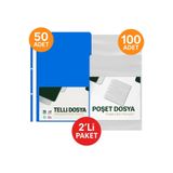 ANI OFİS KIRTASİYE A K Telli Dosya + Poşet Dosya Seti – 2'li Paket (50'li + 100'lü)