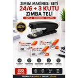 ANI OFİS KIRTASİYE A K Zımba Makinesi Seti 24/6 + 3 Kutu Zımba Teli (Toplam 3000 Adet) Ofis ve Okul Kullanımına Uygun