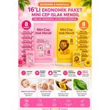 Anı Ofis Kırtasiye Mini Cep Islak Mendil 16'lı Paket Aloe Vera Kokusuyla Yumuşak Dokulu Günlük Kullanım