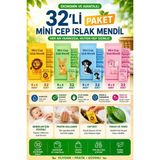 Anı Ofis Kırtasiye Mini Cep Islak Mendil 32'li Paket – Alkolsüz, Paraben İçermez, Çocuk ve Bebekler İçin Pratik Cep Boy Mendil