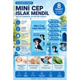 Anı Ofis Kırtasiye Mini Cep Islak Mendil 8'li Paket – Alkolsüz, Paraben İçermez, Çocuk ve Bebekler İçin Pratik Cep Boy Mendil Pembe Mavi