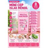 Anı Ofis Kırtasiye Mini Cep Islak Mendil 8'li Paket – Alkolsüz, Paraben İçermez, Çocuk ve Bebekler İçin Pratik Cep Boy Mendil Pembe