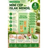 Anı Ofis Kırtasiye Mini Cep Islak Mendil 8'li Paket – Alkolsüz, Paraben İçermez, Çocuk ve Bebekler İçin Pratik Cep Boy Mendil Yeşil