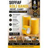 Anı Ofis Kırtasiye Şeffaf Koli Bandı 100 Metre 6'lı Ekonomik Paket Güçlü Yapışkan Ambalaj Paketleme Bandı