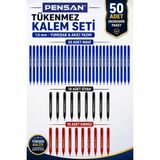 Anı Ofis Kırtasiye Tükenmez Kalem Seti 50 Adet – 30 Mavi, 10 Siyah, 10 Kırmızı | 1.0 mm | Büro Serisi