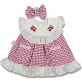 Aniela Baby Kiraz Nakışlı Kız Bebek Elbise - 6 - 9 Ay - Fuşya