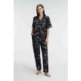 Anıl 9895 Yarım Kollu V Yaka Kadın Viskon Çiçek Desenli Yazlık Dokuma Dantel Detaylı Pijama Takımı