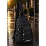 Anıl Bags Keten Kumaş Kulaklı ve USB Çıkışlı, Askılı Çapraz Göğüs, Omuz ve Bel Çantası Çok Fonksiyonlu - Siyah