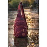 Anıl Bags Unisex Krinkıl Su Geçirmez Çanta, Çapraz Askılı Omuz ve Göğüs Çantası, Bodybag - Bordo