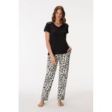 ANIL Kadın Pijama Takımı, T-shirt Ve Pantolon, Leopar Desen, Çok Renkli, L Beden