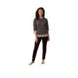Anıl Kadın Viskon Puantiyeli Uzun Kol Dantelli Sweatshirt ve Pantolon Pijama Takım (9760) Siyah L