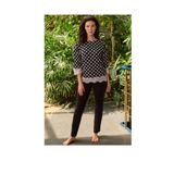 Anıl Kadın Viskon Puantiyeli Uzun Kol Dantelli Sweatshirt ve Pantolon Pijama Takım (9760) Siyah M