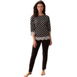 Anıl Kadın Viskon Puantiyeli Uzun Kol Dantelli Sweatshirt ve Pantolon Pijama Takım (9760) Siyah XL