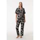 Anıl Zebra Kadın Kısa Kollu Önden Düğmeli Gömlek Pijama Takım