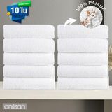 Anılsan 10'lu Beyaz Banyo Havlusu - 70x140cm, 490gr, %100pamuk, Spa Ve Otel Havlusu - 70 x 140 cm