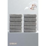 Anılsan 10'lu Düz Gri El Havlusu - 50x90 Cm, 225 Gr, %100 Pamuk, Spa Ve Otel Havlusu