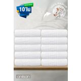 Anılsan 10'lu Greek Beyaz Banyo Havlusu - 70x140 Cm, 490 Gr, %100pamuk, Spa Ve Otel Havlusu