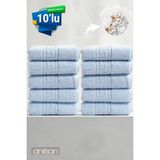 Anılsan 10'lu Mavi Greek El Havlusu - 50x90 Cm, 225gr, %100 Pamuk, Spa Ve Otel Havlusu - 50 x 90 cm