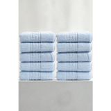 Anılsan 10'lu Mavi Greek El Havlusu - 50x90 Cm, 225gr, %100 Pamuk, Spa Ve Otel Havlusu
