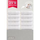 Anılsan 25'li Greek El Havlusu - 50 x 90 cm , 225GR, Pamuk, Spa ve Otel Havlusu, Günlük Kullanıma Uygun - Beyaz - 50 x 90 cm