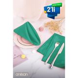 Anılsan 2'li %100 Pamuk Peçete Yeşil Otel, Sunum, Restaurant, Davet - 50 x 50 cm