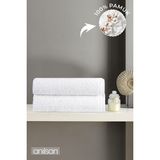 Anılsan 2'li Beyaz El Havlusu - 50x90 Cm, 225 Gr, %100 Pamuk, Spa Ve Otel Havlusu - 50 x 90 cm