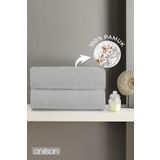 Anılsan 2'li Düz Gri Banyo Havlusu - 70x140 Cm, 490 Gr, %100pamuk, Spa Ve Otel Havlusu