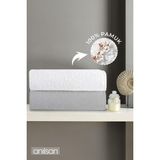 Anılsan 2'li Düz Gri-Beyaz Banyo Havlusu - 70x140 Cm, 490 Gr, %100pamuk, Spa Ve Otel Havlusu - Gri - Beyaz - 70 x 140 cm