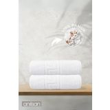 Anılsan 2'li Greek Beyaz Banyo Havlusu - 70x140 Cm, 490 Gr, %100pamuk, Spa Ve Otel Havlusu