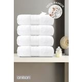 Anılsan 4'lü Beyaz Bordürlü El Havlusu - 50x90 Cm, 250 Gr, %100 Pamuk, Spa Ve Otel Havlusu