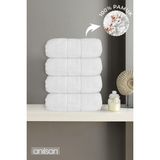 Anılsan 4'lü Beyaz Hotel Logo El Havlusu - 50x90 Cm, 225 Gr, %100 Pamuk, Spa Ve Otel Havlusu - 50 x 90 cm