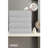 Anılsan 4'lü Düz Gri Banyo Havlusu - 70x140 Cm, 490 Gr, %100pamuk, Spa Ve Otel Havlusu