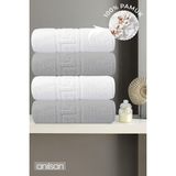 Anılsan 4'lu Greek Gri-Beyaz El Havlusu - 50x90 Cm, 225 Gr, %100 Pamuk, Spa Ve Otel Havlusu - Gri - Beyaz - 50 x 90 cm - 30 x 50 cm