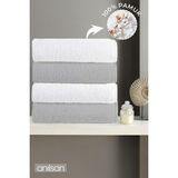 Anılsan 4'lu Gri-Beyaz Banyo Havlusu - 70x140 Cm, 490 Gr, %100pamuk, Spa Ve Otel Havlusu U - 70 x 140 cm - 50 x 90 cm