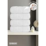 Anılsan 4'lü Hotel Logo Banyo Havlusu - 70x140 Cm, 490 Gr, %100 Pamuk, Spa Ve Otel Havlusu - Beyaz - 70 x 140 cm