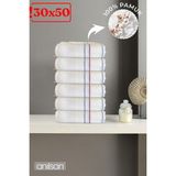 Anılsan 6'lı Beyaz Çizgili Düğün Havlusu 62Gr %100 Pamuk 30x50 cm El ve Yüz Havlusu - 30 x 50 cm