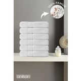 Anılsan 6'lı Beyaz Greek Mini El, Yüz Havlusu 75Gr. - 30x50 Cm, %100 Pamuk, Spa Ve Otel Havlusu