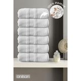 Anılsan 6'lı Beyaz Jakarlı El Havlusu - 50x90 Cm, 230 Gr, %100 Pamuk, Spa Ve Otel Havlusu - 50 x 90 cm