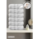 Anılsan 6'lı Beyaz Jakarlı El Havlusu - 50x90 Cm, 230 Gr, %100 Pamuk, Spa Ve Otel Havlusu