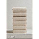 Anılsan 6'lı Düz Bej El Havlusu - 50x90 Cm, 225 Gr, %100 Pamuk, Spa Ve Otel Havlusu
