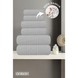 Anılsan 6lı Gri Greek Havlu Set 2 Adet El Havlusu 50x90, 2 Adet Banyo Havlusu 70x140 2 Adet Ayak Havlu 50x70 - 70 x 140 cm