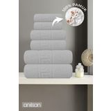 Anılsan 6lı Gri Greek Havlu Set 2 Adet El Havlusu 50x90, 2 Adet Banyo Havlusu 70x140 2 Adet Ayak Havlu 50x70