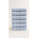 Anılsan 6'lı Mavi Greek El Havlusu - 50x90 Cm, 225 Gr, %100 Pamuk, Spa Ve Otel Havlusu, Günlük Kullanıma Uygun