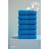 Anılsan 6'lı Turkuaz Greek El Havlusu - 50x90 Cm, 225 Gr, %100 Pamuk, Spa Ve Otel Havlusu