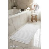 Anılsan Aflora Beyaz-Mor Ayak Havlusu - 60x130Cm, 690Gr, %100 Pamuk, Spa Ve Otel Banyo Paspası - 60 x 130 cm - Beyaz - Mor