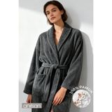 Anılsan Şalyaka Bornoz Antrasit %100 Pamuk Unisex Spa Için Ideal Kadın/Erkek - L - XL