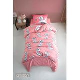 Anılsan Sevimli Fil Desenli Baskılı Çocuk Nevresim Takımı Tek Kişilik Yumuşak Pamuklu Kumaş - Pembe - 160 x 240 cm